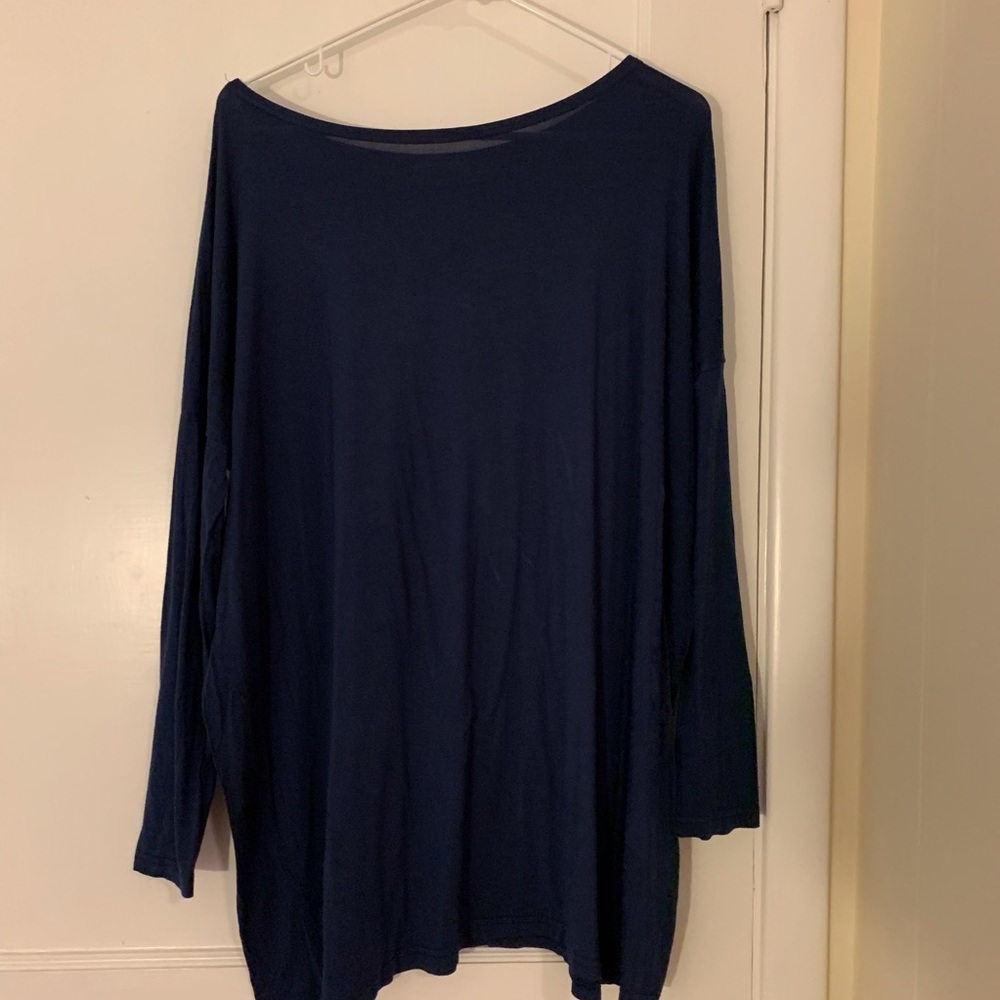 Piko-Navy Long Sleeve Bamboo Tunic Top